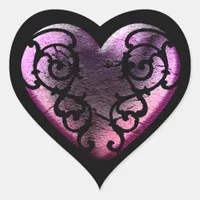 Filigree Goth Pink Heart Heart Sticker