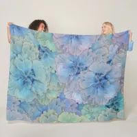 Blue carnations pattern in vintage style  fleece blanket