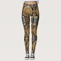 Aztec art,  vibrant, reflecting the culture leggings