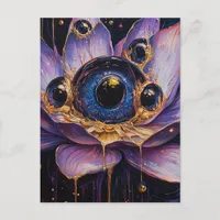 A Purple Surreal Flower With Blue Eyes Postcard