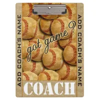 Got Game? Baseball Clipboard