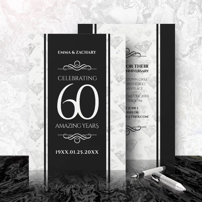 Elegant 60th Diamond Wedding Anniversary Invitation