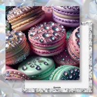 Pretty Macaron Birthday Bling Holiday Card