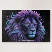 Neon Majesty Vibrant Lion Colorful Wildlife Art   Jigsaw Puzzle