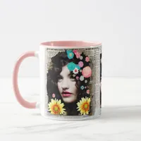 Paper Collage Style Art | Women and Flowers Mug