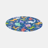 Cute Dinosaur Pattern on Blue | Rug