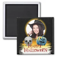 Halloween Photo Frame Skull and Jack o' Lantern Magnet