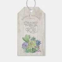 Succulents and Rustic Wood Thank You ID515 Gift Tags