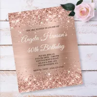 Light Rose Gold Glitter 40th Birthday Paper Flyer