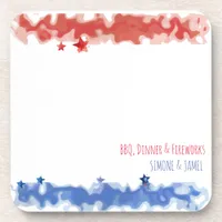 Watercolor Red & Blue Bars, 4th of July Coasters