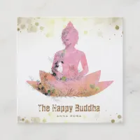 *~* Buddha Lotus Floral AP33 QR Watercolor  Square Business Card