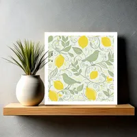 Fresh Lemons, Leaves and Birds ID1052 Ceramic Tile