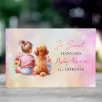 A Baby Girl and her Dog Baby Shower Personalized Guest Book