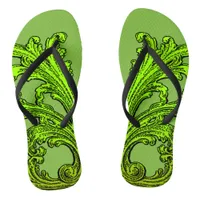 Unique Vintage Swirl Ombre Green Design Flip Flops