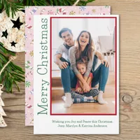 Minimal Christmas Colors Family Photo Holiday Card