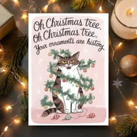 Funny Cat Christmas Tree Ornaments Holiday Card