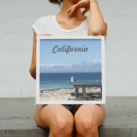 Seagull by the Sea in California Poster