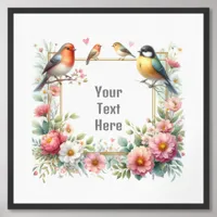 Love Birds in Spring Flowers Framed Art