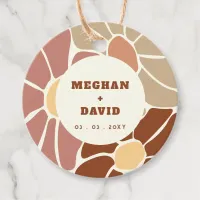 Terracotta Retro Groovy Boho Chic Floral Wedding Favor Tags