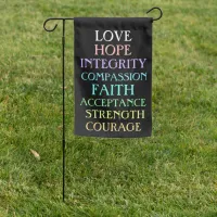 Love, Hope, Integrity Inspirational Positive Garden Flag