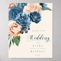 Roses Blue/Peach Wedding Welcome ID584 Poster