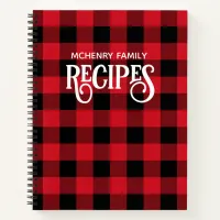 Holiday Red and Black Buffalo Plaid Family Recipe Notebook