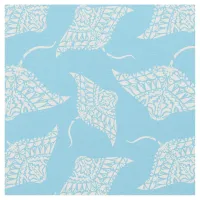 Manta Ray Pattern Tribal Tattoo Style Blue White Fabric