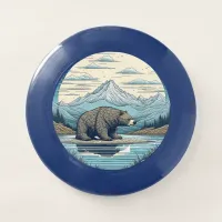 Retro Vintage Brown Bear, Mountains and Moon Wham-O Frisbee