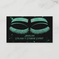 Luxury Watercolor Eyelash & Brow Beauty,Mint Green Business Card