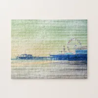 Santa Monica Pier green grey Canvas Jigsaw Puzzle