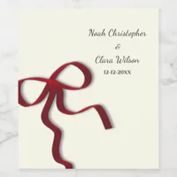 Simple Elegant Minimalist Red Bow Classic Wine Label