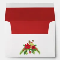 Folk Art Watercolor Floral Christmas Envelope