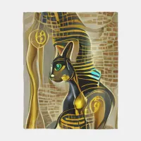 Ancient Egyptian Cat Goddess Bastet AI Art Fleece Blanket