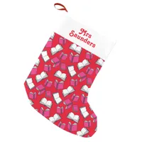 Festive Librarian Book Lover Patterned Small Christmas Stocking