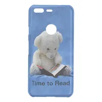 Teddy Bear Time to Read Blue Stuffed Animal, ZKOA Uncommon Google Pixel Case