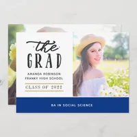 Blue and Gold Graduation Photo Announcement