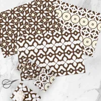 Creamy White and Brown Moroccan Mosaic Patterns Wrapping Paper Sheets