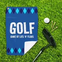 Funny Blue Argyle Golf (Game of Lies 'n' Flubs) Golf Towel