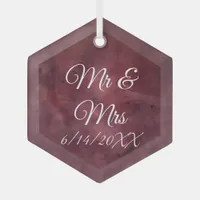 Mr & Mrs Newlywed or Wedding Gifts Glass Ornament