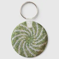 Keychain - White Spiral on Green