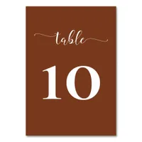 Terracotta Rustic Burnt Orange Modern Wedding Table Number