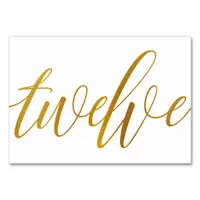 Table Numbers - Luxe Typography -Faux Gold Foil 12