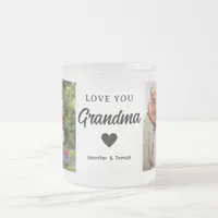 Modern Collage Photo Love You Grandma Best Gift Frosted Glass Coffee Mug