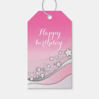 Cute Girly Dreamy Chic Silver Stars on Blush Pink  Gift Tags