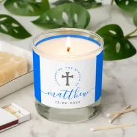 Blue Baptism Christening Naming Cross Scented Candle
