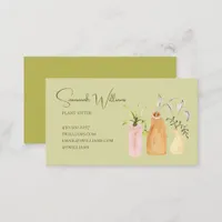 Boho Watercolor Plants Simple Minimal QR Code Business Card