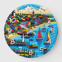 Martha's Vineyard | Colorful Abstract Art Large Clock