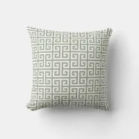 Light Sage Greek Key Pattern Throw Pillow