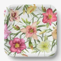 Daylilies All Over Botanical Design Paper Plates