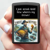 A gold miner discovers treasure in a serene river zippo lighter